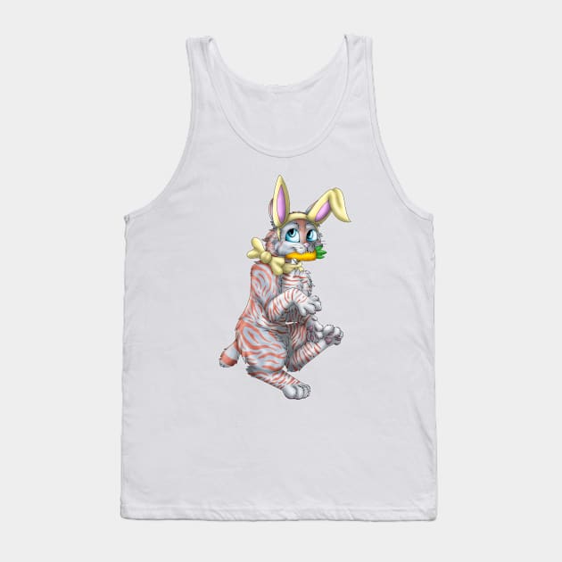 Bobtail BunnyCat: Red On Blue Tabby (Yellow) Tank Top by spyroid101